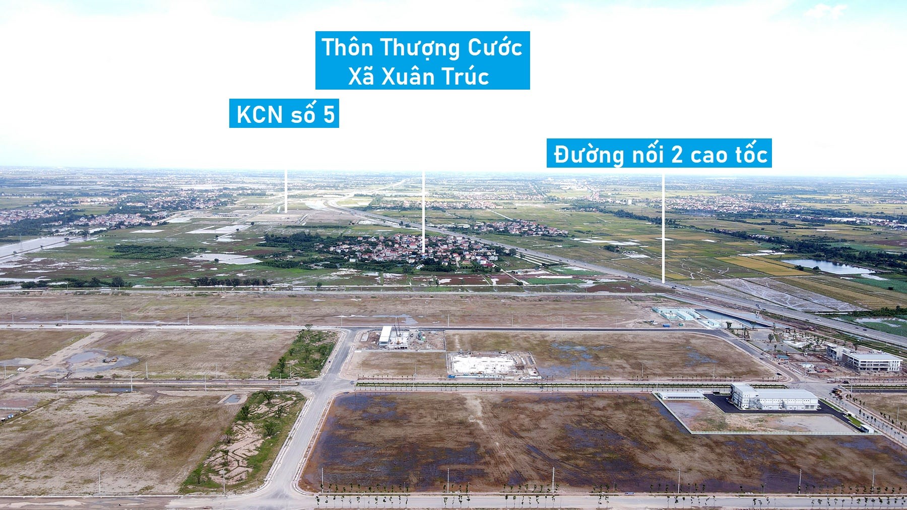 Toàn cảnh khu công nghiệp hơn 192 ha đang xây ven đường nối hai cao tốc ở Hưng Yên