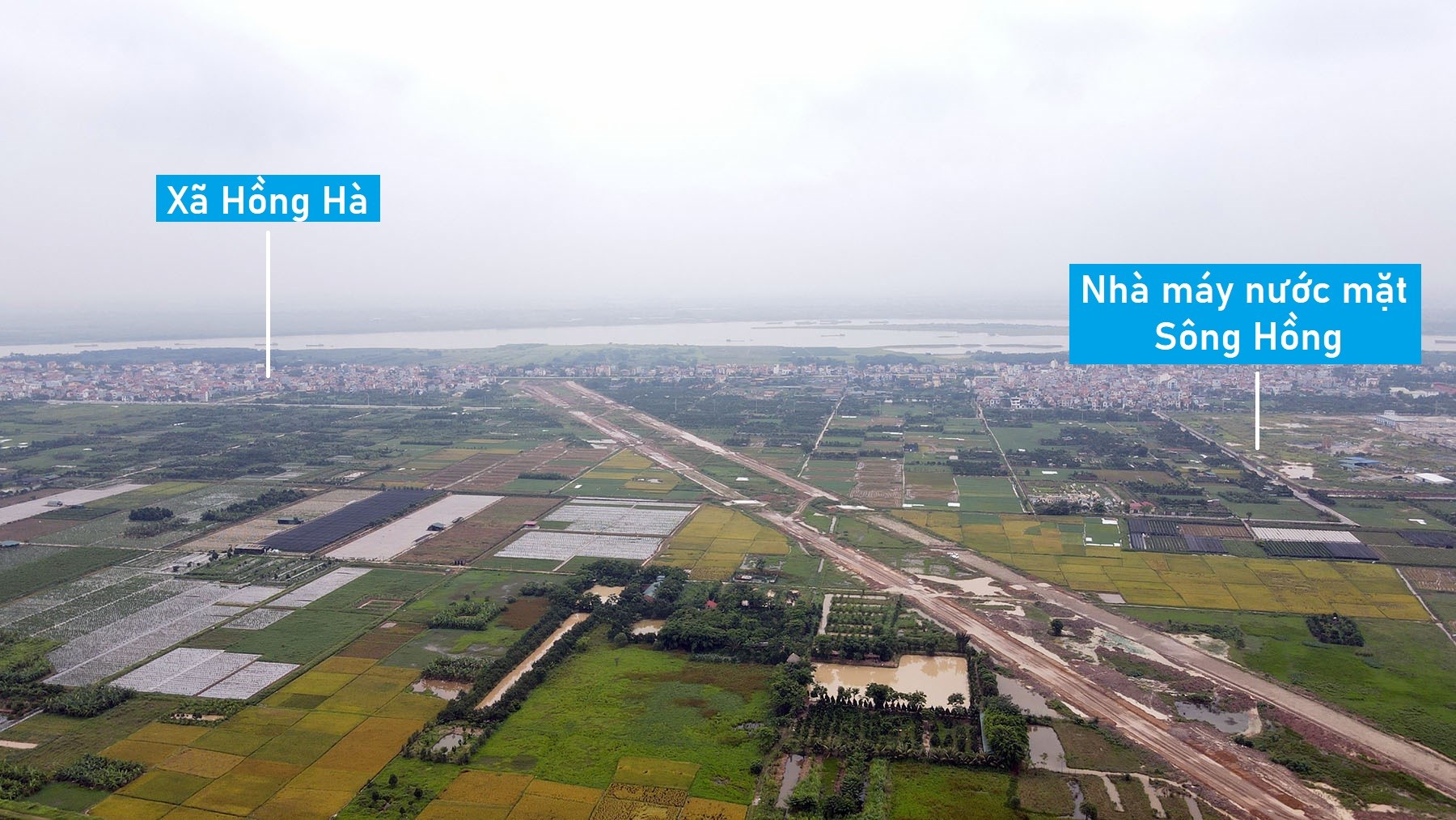 Hình ảnh đường vành đai 4 Hà Nội qua huyện Đan Phượng sau một năm thi công