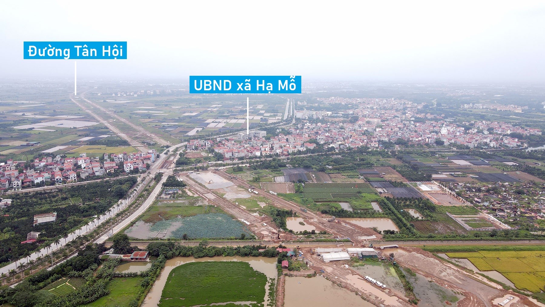 Hình ảnh đường vành đai 4 Hà Nội qua huyện Đan Phượng sau một năm thi công