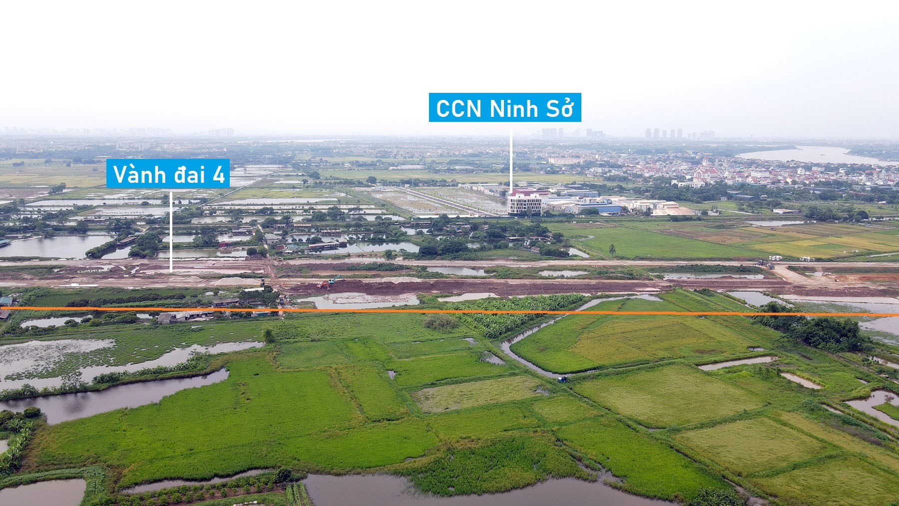 Toàn cảnh vị trí quy hoạch KCN Bắc Thường Tín 112 ha ở nút giao Vành đai 4