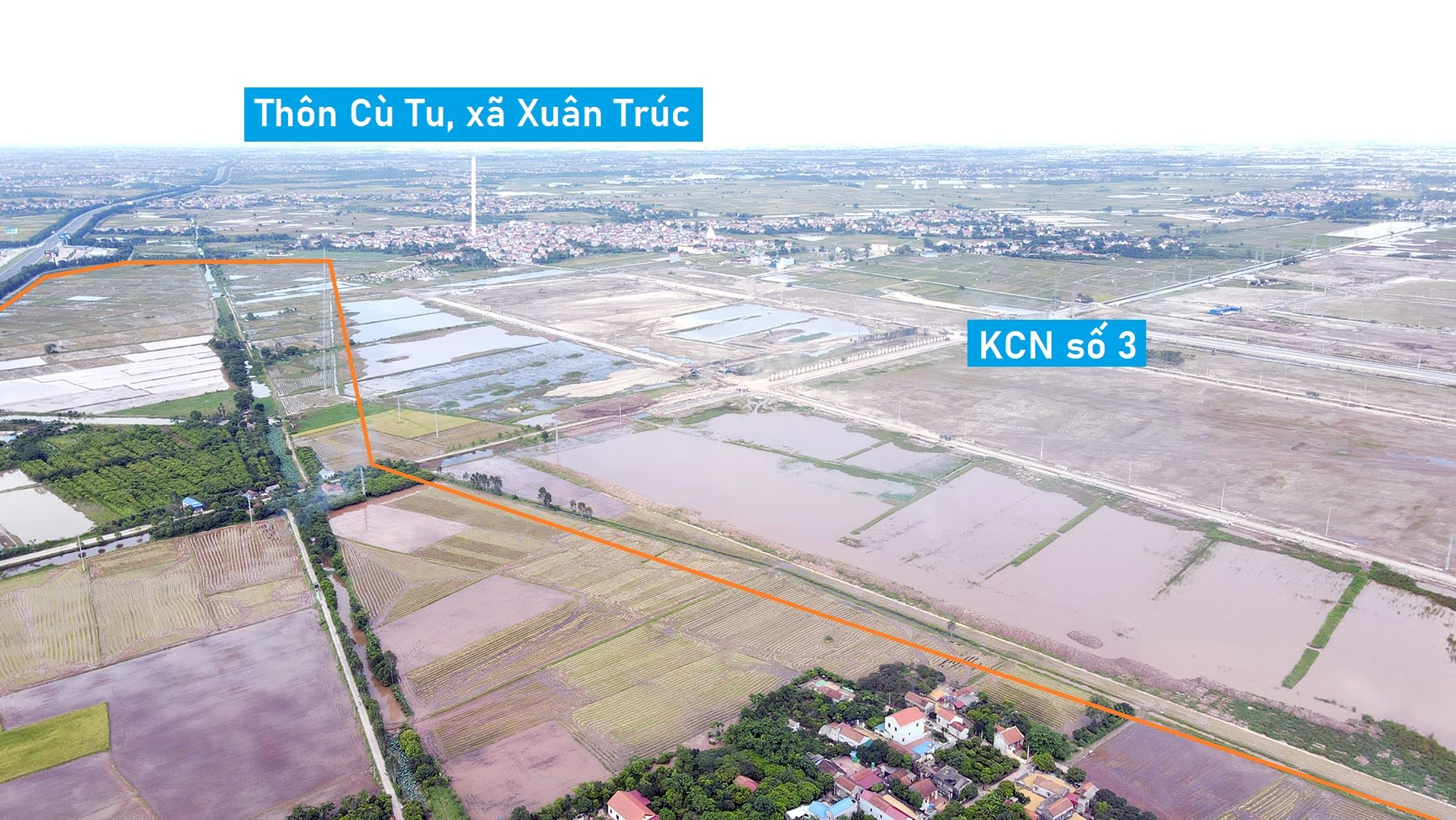 Toàn cảnh vị trí quy hoạch KCN Lý Thường Kiệt rộng 300 ha cạnh trạm thu phí Yên Mỹ, Hưng Yên
