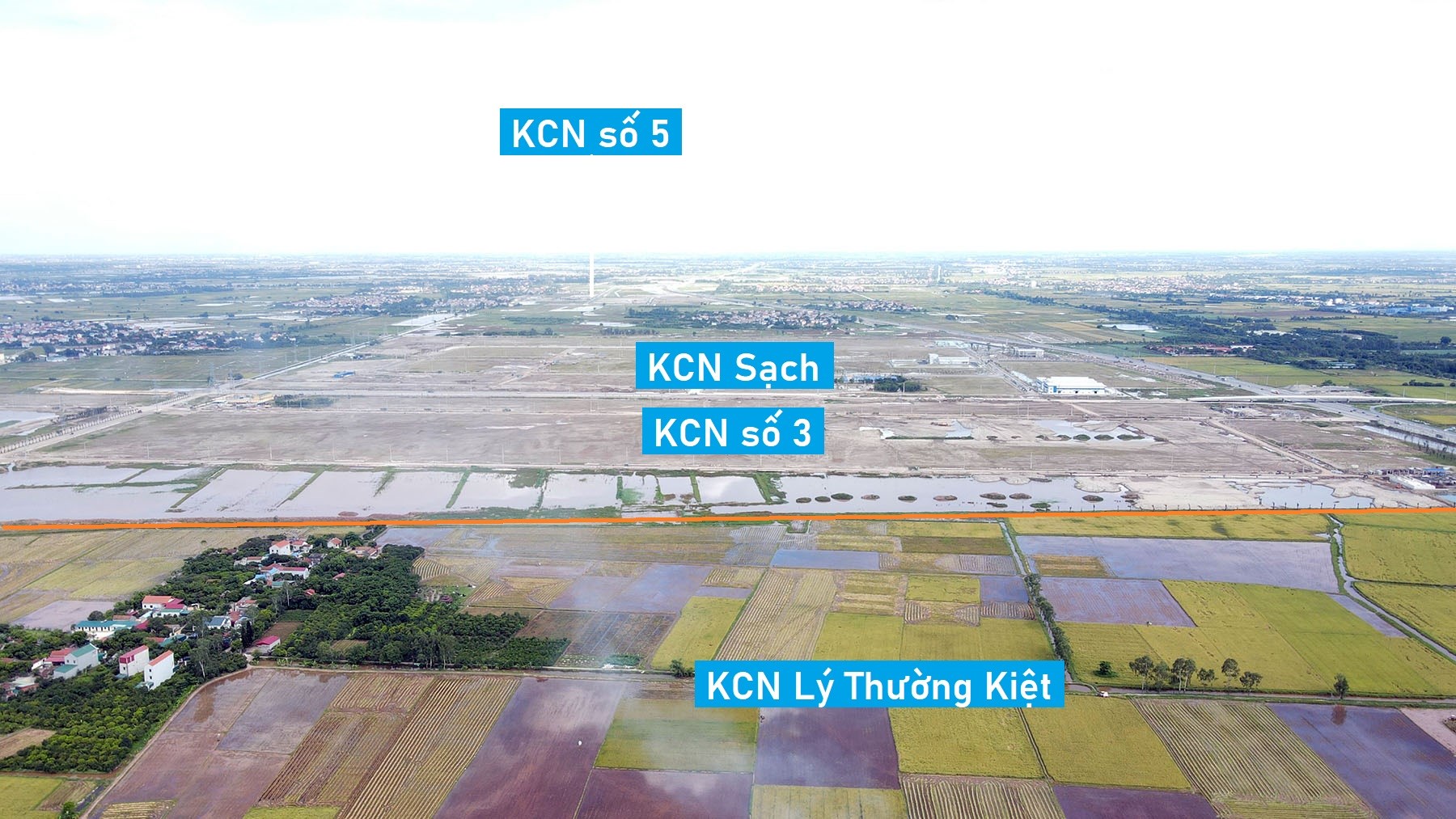 Toàn cảnh vị trí quy hoạch KCN Lý Thường Kiệt rộng 300 ha cạnh trạm thu phí Yên Mỹ, Hưng Yên