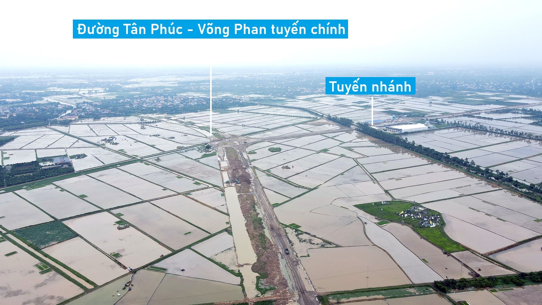Toàn cảnh vị trí quy hoạch cầu vượt sông Luộc trên đường Tân Phúc - Võng Phan, Hưng Yên