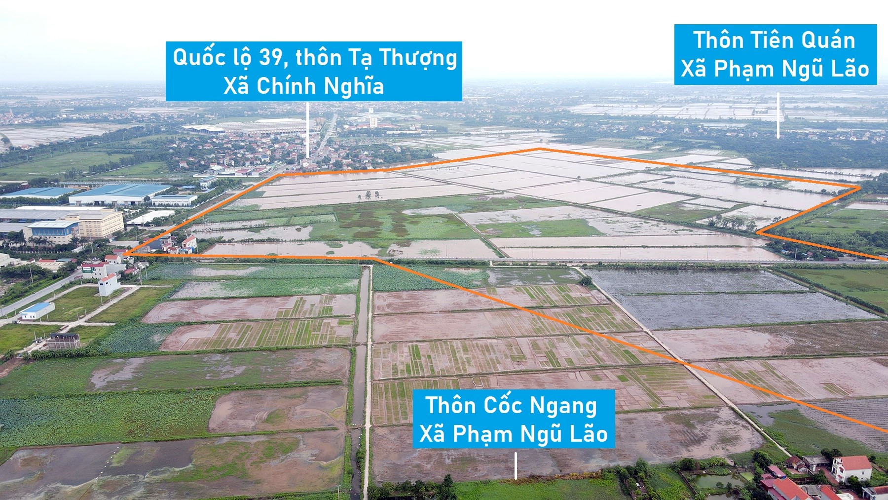 Toàn cảnh vị trí quy hoạch KCN sạch Kim Động 200 ha sắp xây dựng ở Hưng Yên