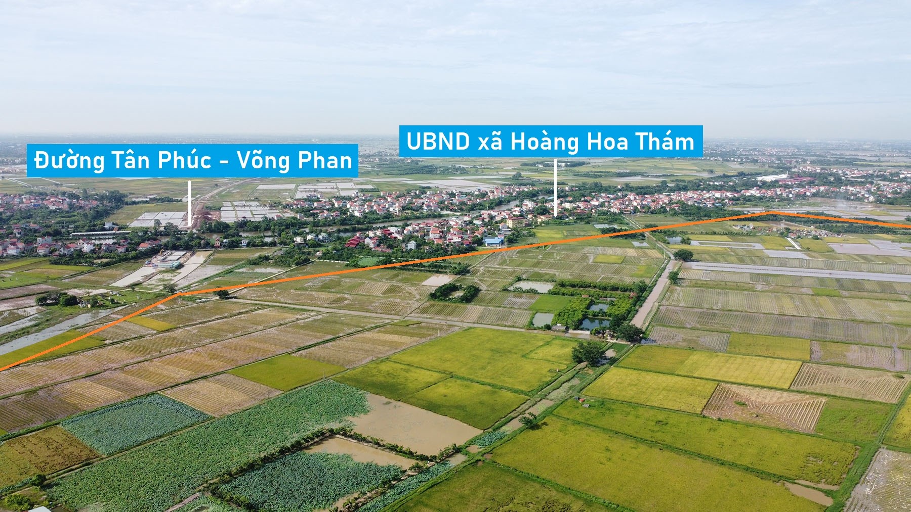 Toàn cảnh vị trí dự kiến quy hoạch KCN Tân Phúc - Hoàng Hoa Thám trên đường 60 m đang xây dựng ở Hưng Yên