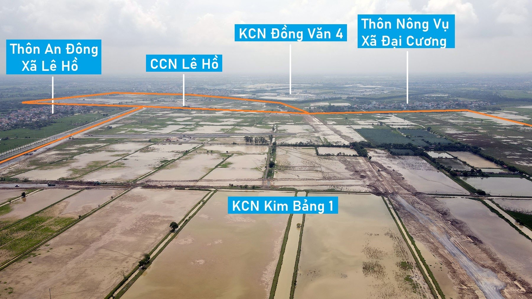 Toàn ảnh KCN Kim Bảng 1 rộng 230 ha đang xây dựng