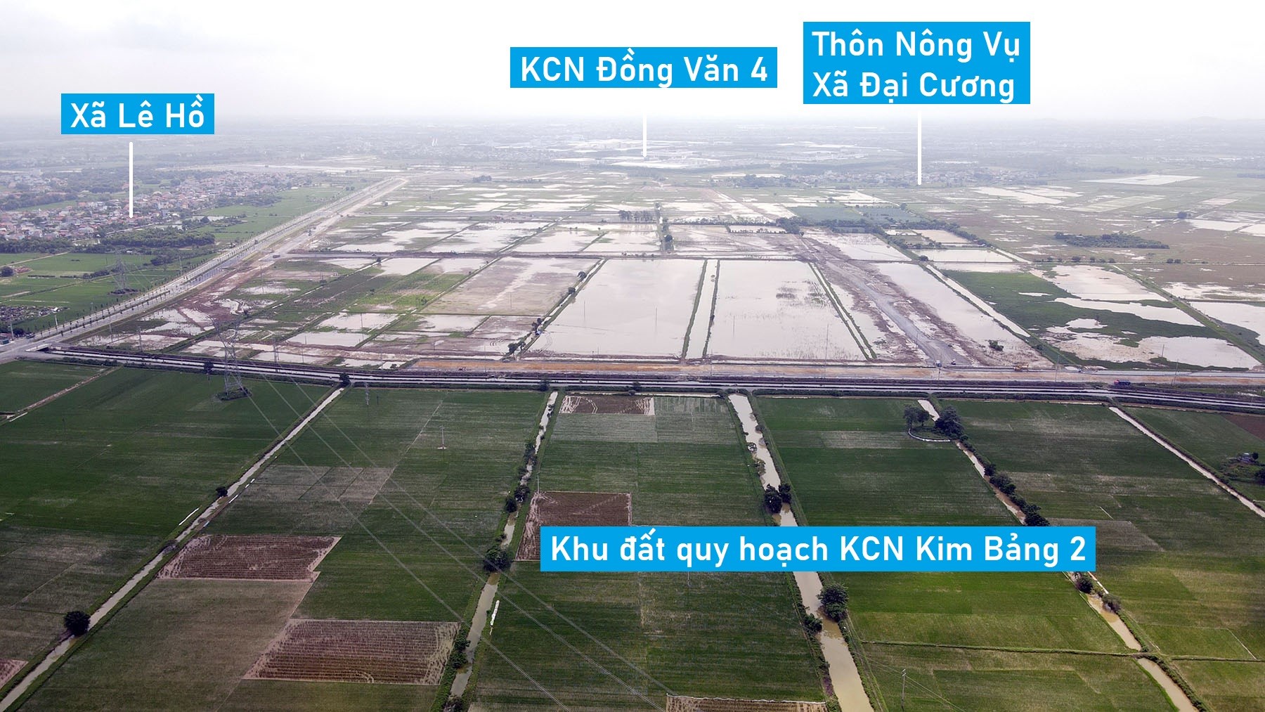 Toàn ảnh KCN Kim Bảng 1 rộng 230 ha đang xây dựng