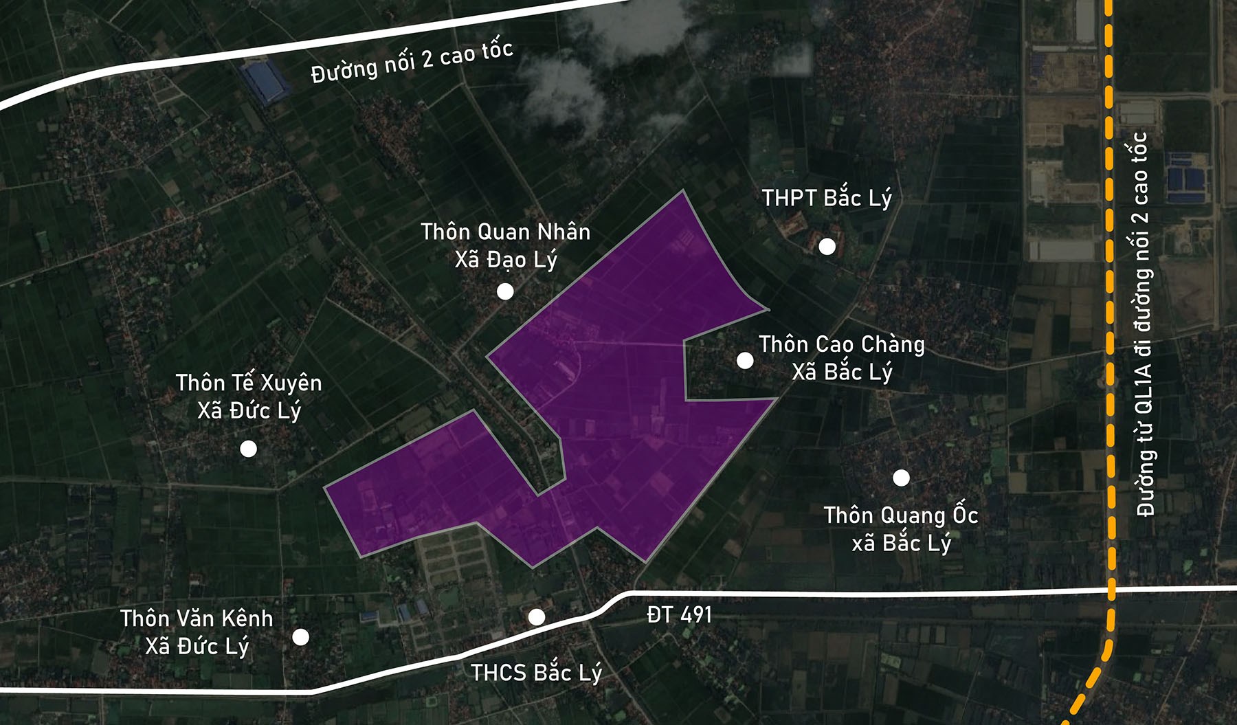 Toàn cảnh vị trí dự kiến quy hoạch KCN Thái Hà 2, Lý Nhân, Hà Nam