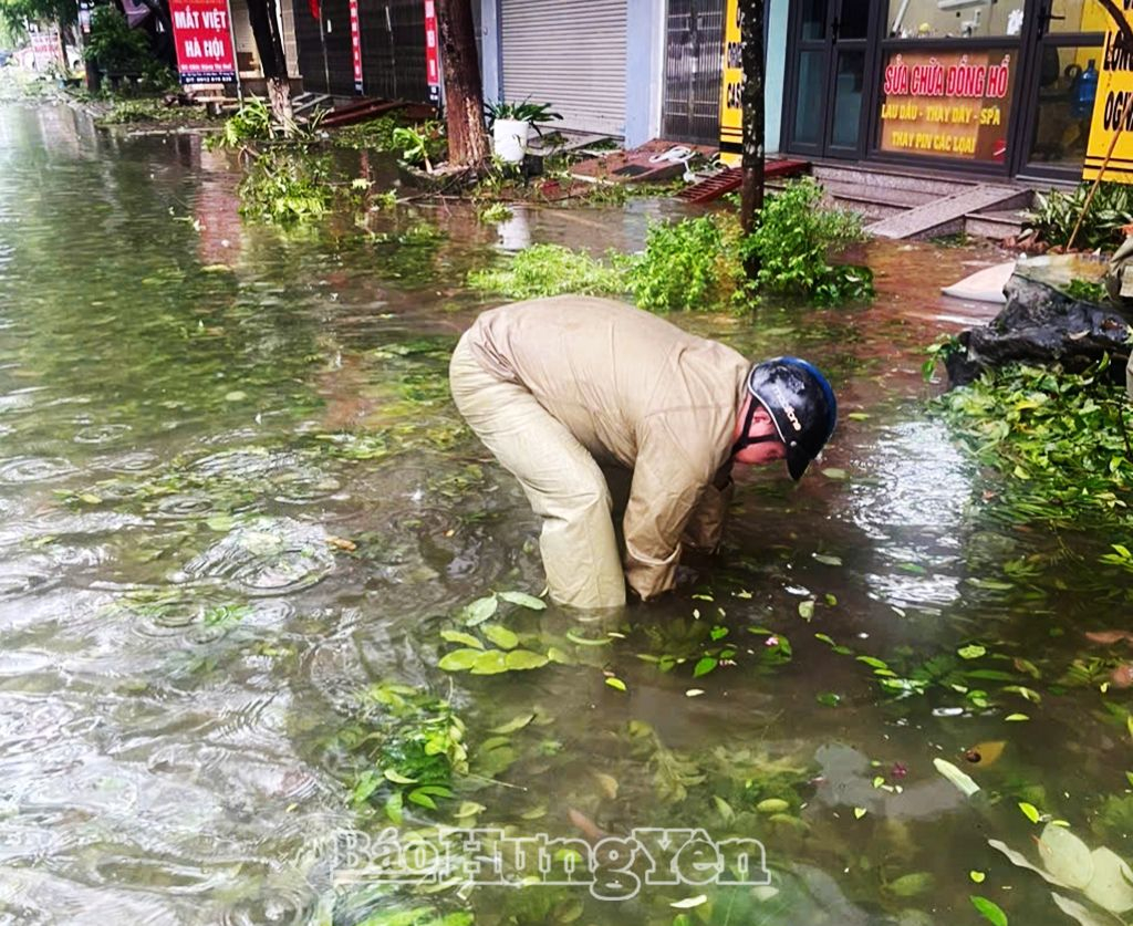 Xử lý ngập úng cục bộ trên đường Tuệ Tĩnh sau bão số 3