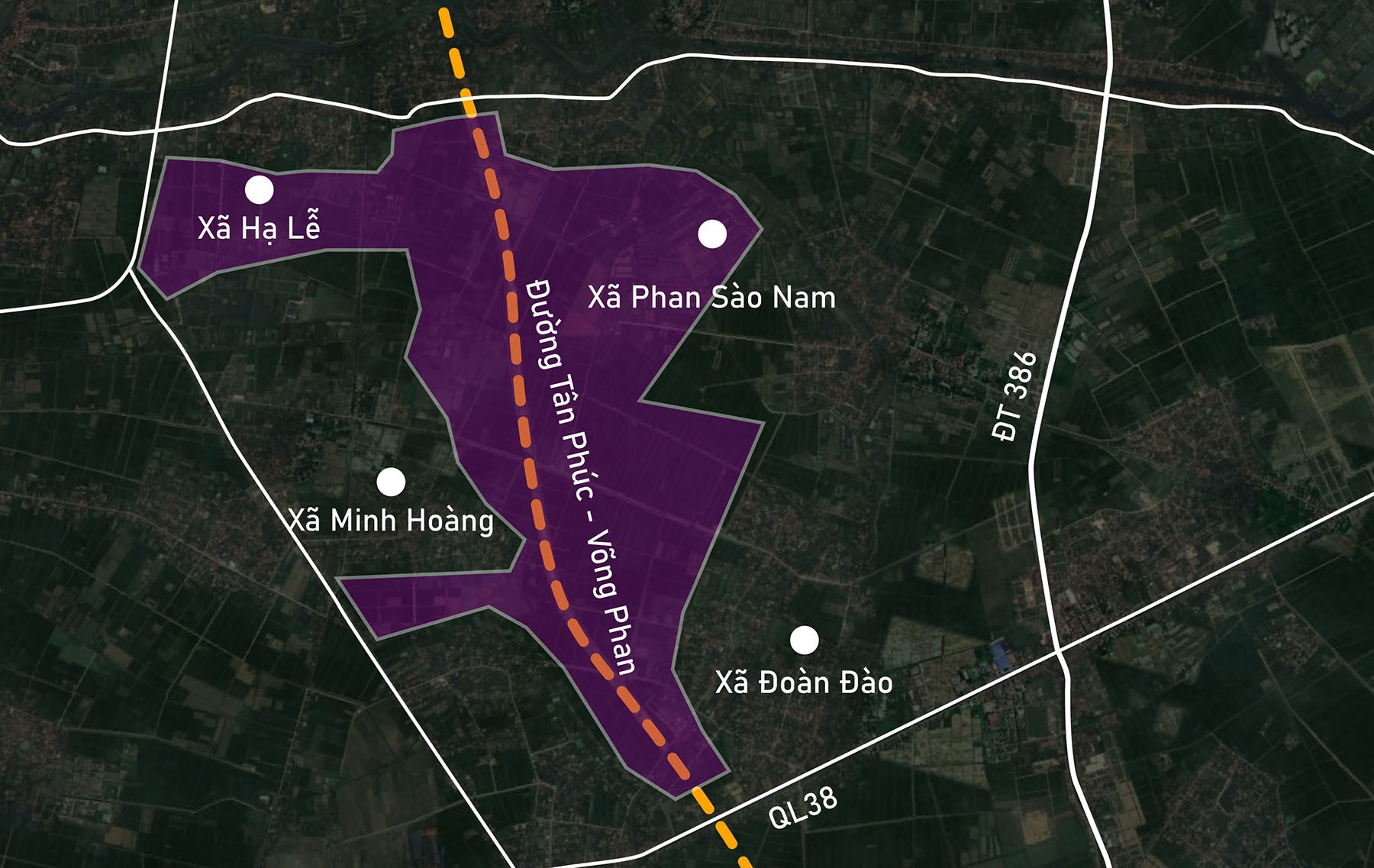 Toàn cảnh vị trí quy hoạch KCN Phù Cừ rộng 544 ha trên đường Tân Phúc - Võng Phan