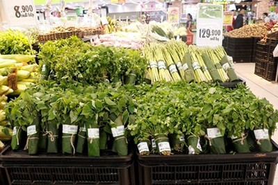Hà Nội: Mừng rỡ siêu thị lớn gói rau bằng lá chuối thay túi nilon