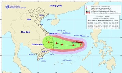 Dự báo thời tiết ngày 8/11:Bão số 6 giật cấp 15 đi vào Nam Trung bộ