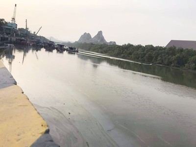 Hải Phòng: Vỡ đường ống Cty xi măng, 7 m3 dầu FO tràn ra sông