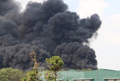 Cháy kinh hoàng trong công ty gỗ ở Bình Dương