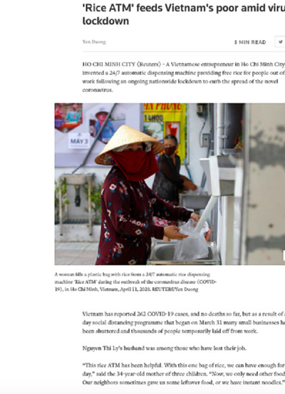 'ATM gạo' của Việt Nam lên báo nước ngoài