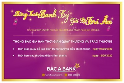 Bac A Bank điều chỉnh lịch quay thưởng CTKM Mừng Xuân Canh Tý