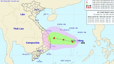 Áp thấp nhiệt đới ảnh hưởng trực tiếp vào miền Trung