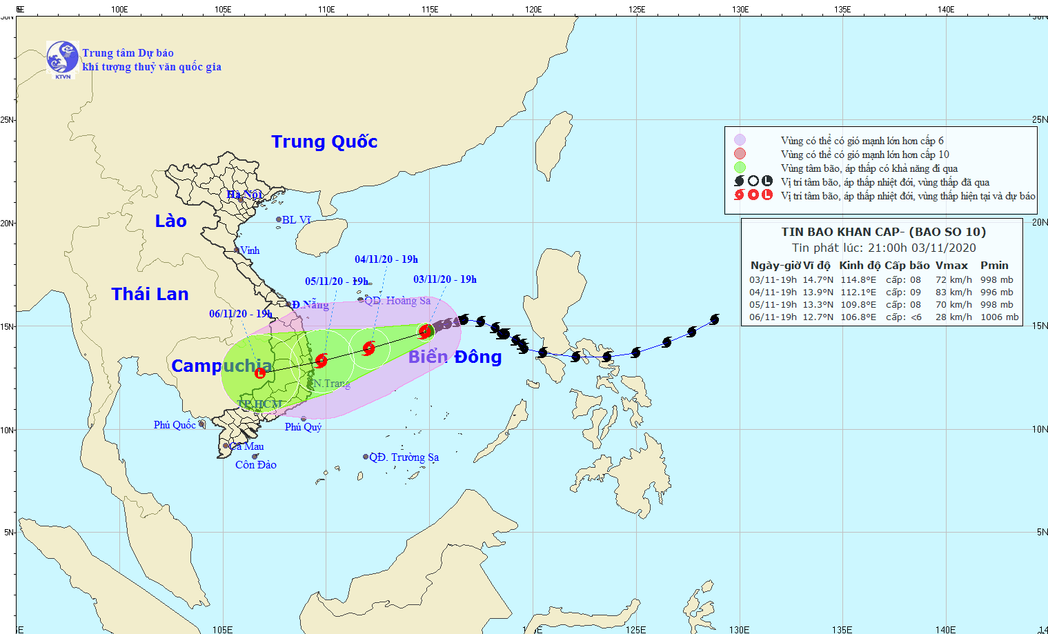 Cập nhật cơn bão số 10: Bão cách Hoàng Sa 350km, gió giật cấp 10
