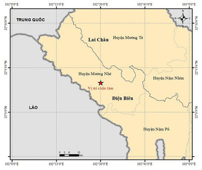 Động đất 3,6 xảy ra tại Mường Tè, Lai Châu