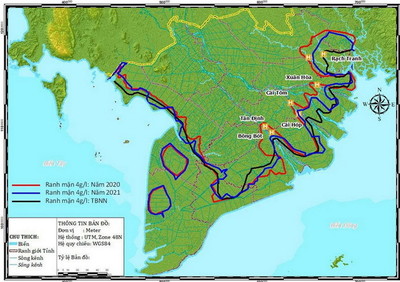Mực nước Đồng bằng sông Cửu Long trong tháng 2/2021 vẫn thấp