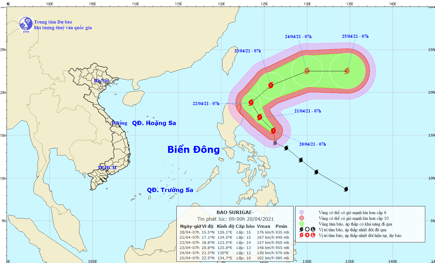 Siêu bão Surigae suy yếu nhanh, ít có khả năng đi vào Biển Đông