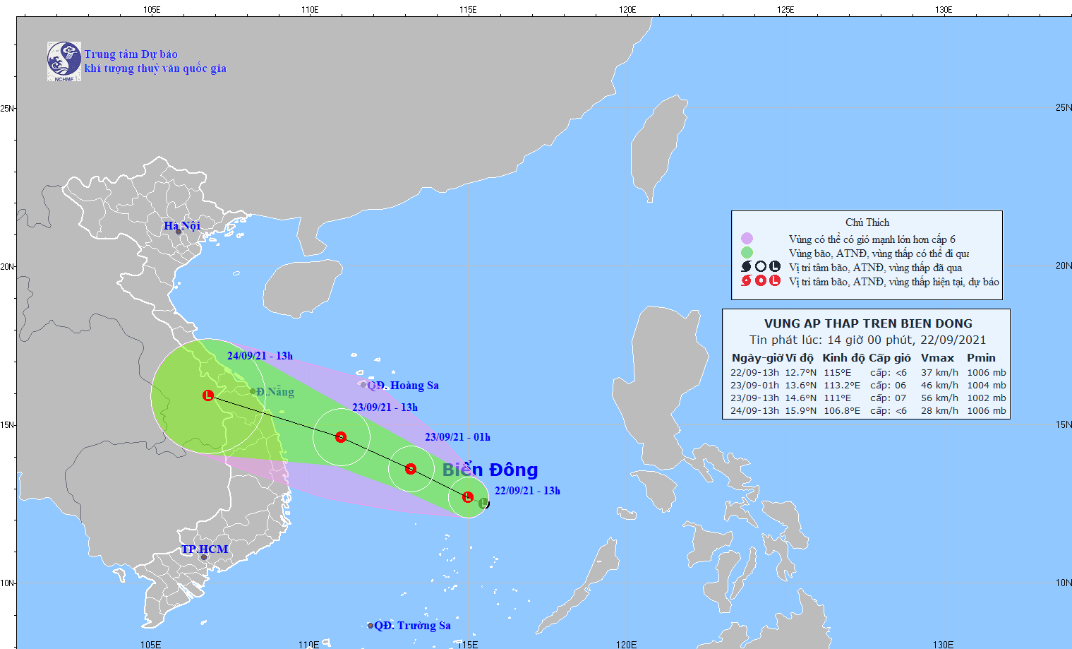 Vùng áp thấp đang mạnh lên thành áp thấp nhiệt đới gây mưa lớn ở miền Trung