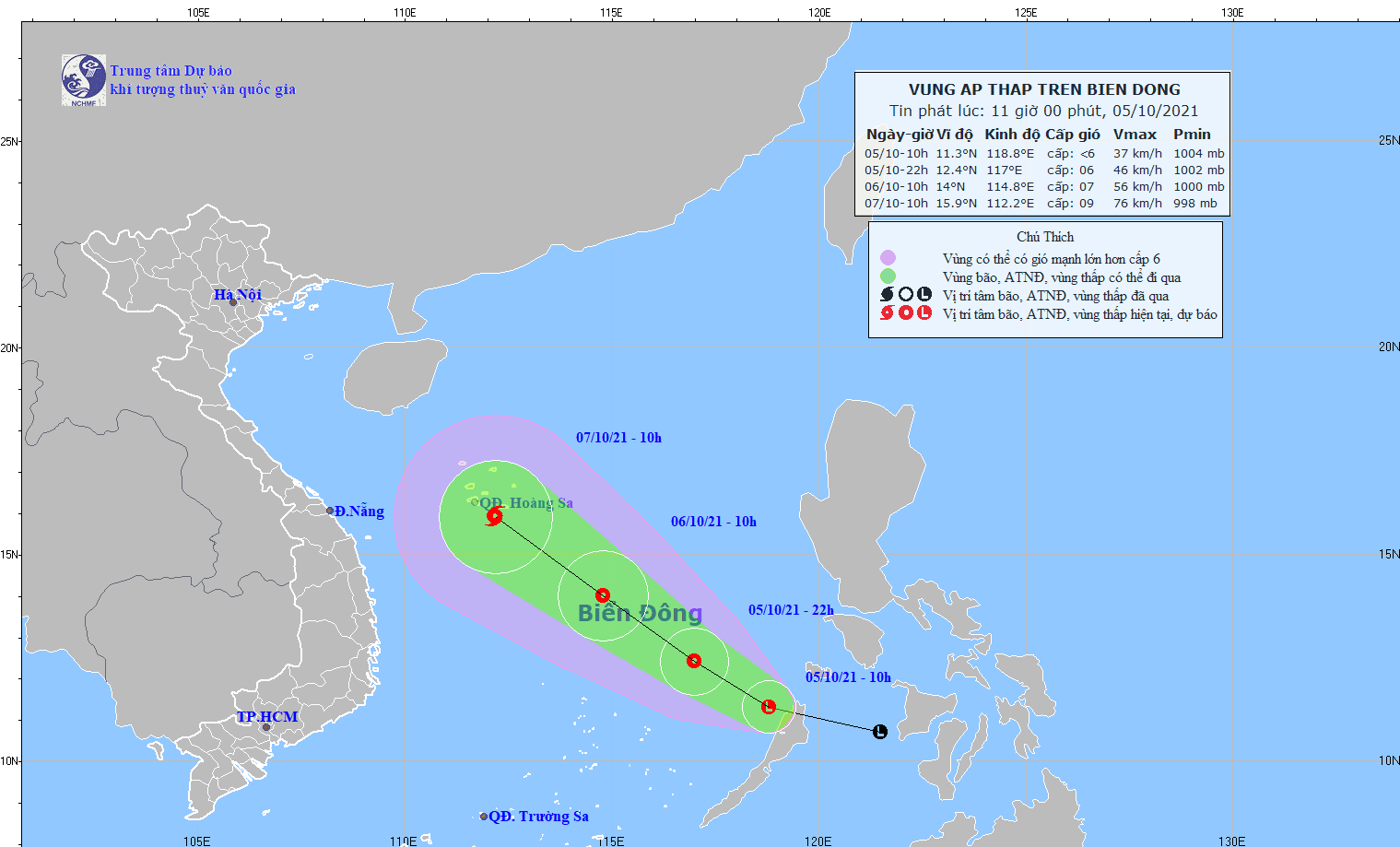 Vùng áp thấp khả năng mạnh thành áp thấp nhiệt đới đi vào biển Đông