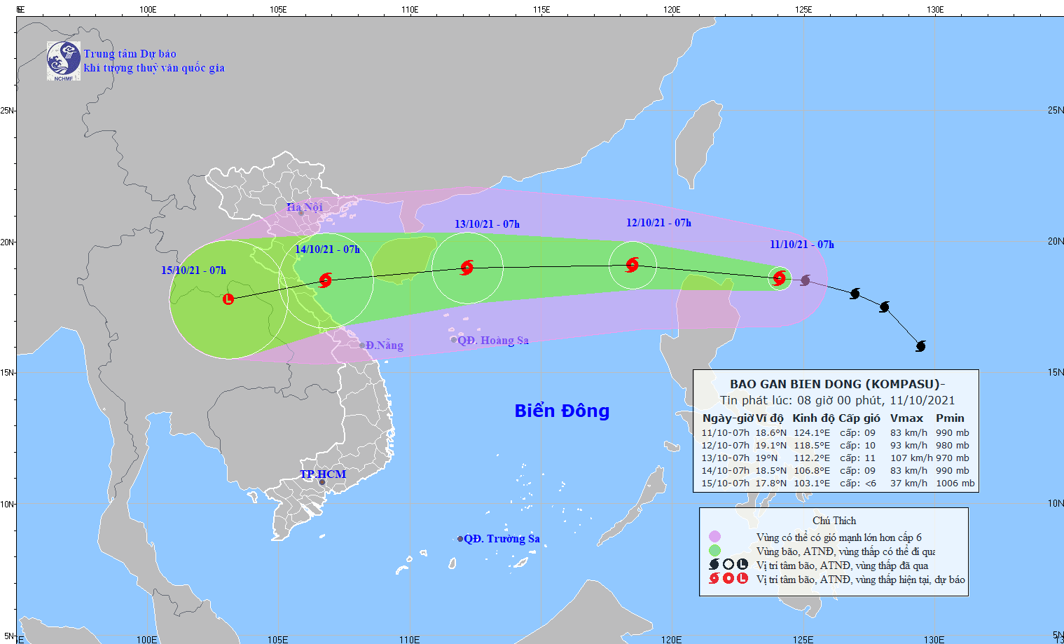 Diễn biến mới nhất về cơn bão Kompasu đang tiến sát vào biển Đông