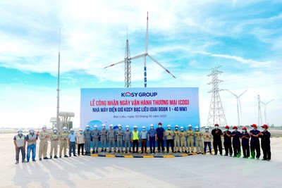 Nhà máy Điện gió Kosy Bạc Liêu được công nhận vận hành thương mại