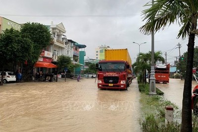 Quốc lộ 1D đoạn qua Bình Định sạt lở do mưa lớn