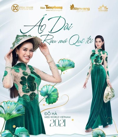 Hoa hậu Đỗ Thị Hà khoe ảnh áo dài "rau má" cho phần thi quan trọng tại Miss World 2021