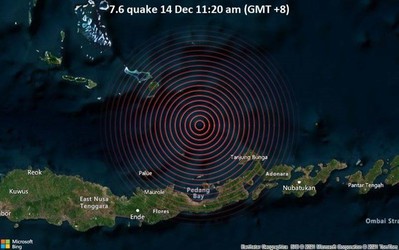 Indonesia: Động đất có độ lớn 7,7 xảy ra ở khu vực ngoài khơi Maumere