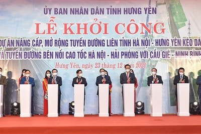 Thủ tướng Chính phủ dự lễ khởi công công trình hạ tầng giao thông tỉnh Hưng Yên