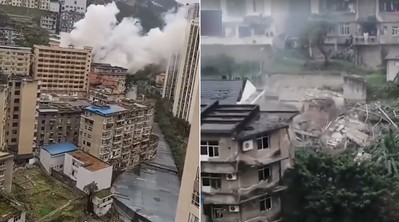 Vụ nổ lớn gây sập nhà ở Trung Quốc
