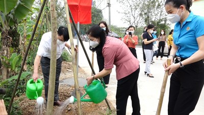Hà Nội: Liên đoàn Lao động và Hội Liên hiệp Phụ nữ huyện Thanh Oai phát động trồng cây