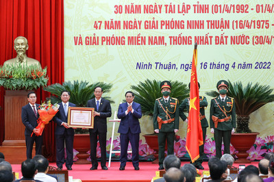 Thủ tướng Chính phủ Phạm Minh Chính dự lễ kỷ niệm 30 năm tái lập tỉnh Ninh Thuận