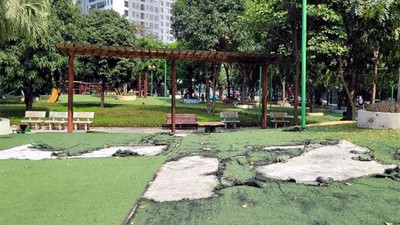 Hà Nội: Công viên Cầu Giấy xuống cấp, mất an toàn cho trẻ nhỏ