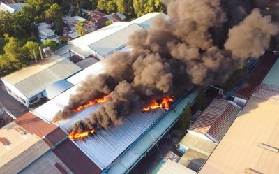 Cháy xưởng làm đế giày của doanh nghiệp đông công nhân nhất Đồng Nai