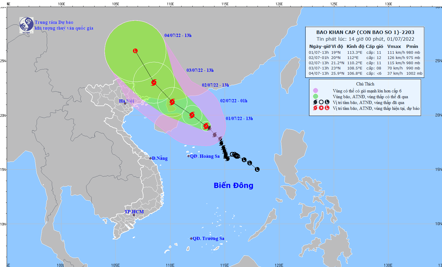 Cơn bão số 1 cách Quảng Ninh khoảng 640km về phía Đông Nam