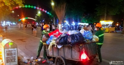Xuyên đêm đảm bảo môi trường tại các tuyến phố đi bộ thành Vinh