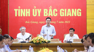 Thường trực Ban Bí thư Võ Văn Thưởng làm việc với tỉnh Bắc Giang