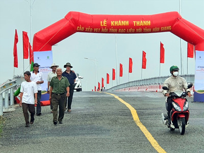Khánh thành cầu Xẻo Vẹt kết nối 2 tỉnh Bạc Liêu và Hậu Giang