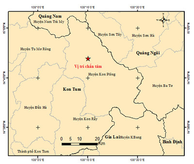 Rạng sáng nay, động đất ở Kon Tum và gần biên giới Việt – Trung