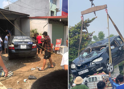 Bắc Giang: Xe tập lái phi như bay làm nứt nhà dân, 2 người bị thương
