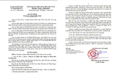 Thanh Hóa: Xử phạt Công ty Trường Sơn vì vi phạm khai thác đá vượt ra ngoài ranh giới