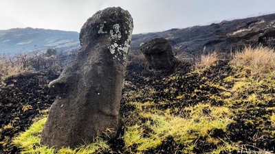 Cháy rừng ở Đảo Phục Sinh gây thiệt hại nặng nề tới các di sản điêu khắc đá nổi tiếng