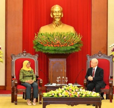 Tổng Bí thư Nguyễn Phú Trọng tiếp Tổng thống Singapore