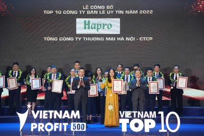 Hapro tiếp tục được vinh danh top 10 công ty bán lẻ uy tín lần thứ 5