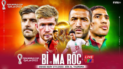 VTV2 Trực tiếp bóng đá Bỉ vs Ma Rốc 20h hôm nay 27/11 World Cup 2022