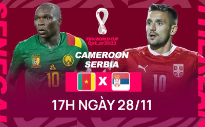 Trực tiếp bóng đá Cameroon vs Serbia 17h hôm nay 28/11 trên VTV5